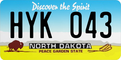 ND license plate HYK043