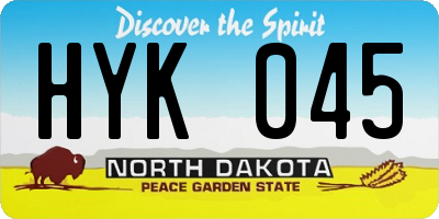 ND license plate HYK045