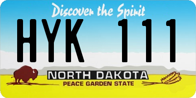 ND license plate HYK111