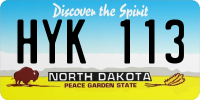 ND license plate HYK113