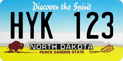 ND license plate HYK123
