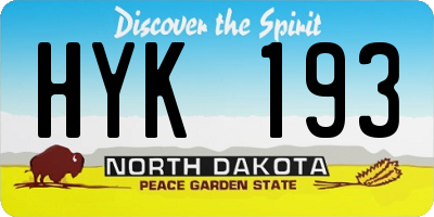 ND license plate HYK193