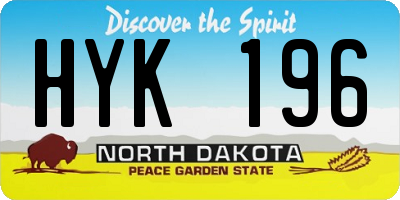 ND license plate HYK196