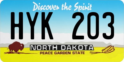 ND license plate HYK203