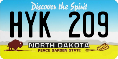 ND license plate HYK209
