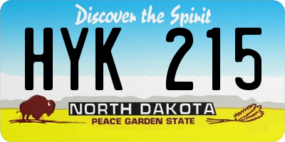 ND license plate HYK215