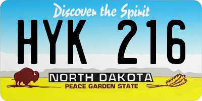 ND license plate HYK216