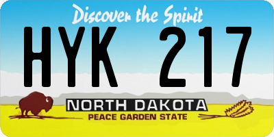 ND license plate HYK217