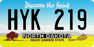 ND license plate HYK219