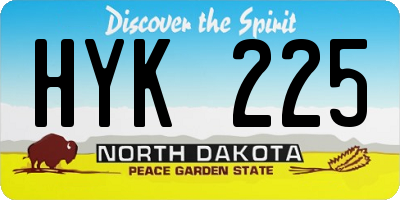 ND license plate HYK225