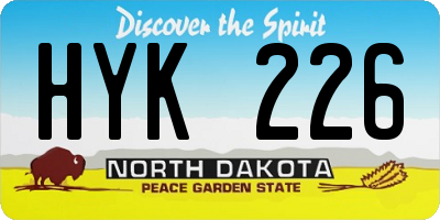 ND license plate HYK226