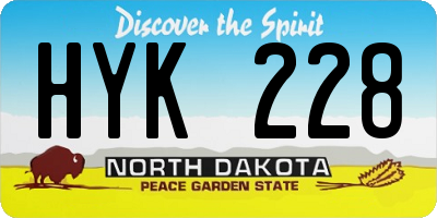 ND license plate HYK228