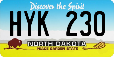 ND license plate HYK230