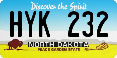 ND license plate HYK232