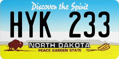 ND license plate HYK233