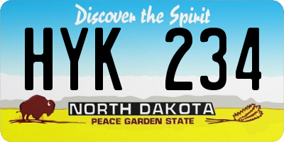 ND license plate HYK234