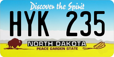 ND license plate HYK235