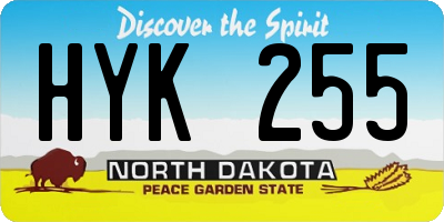 ND license plate HYK255