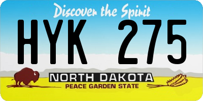ND license plate HYK275