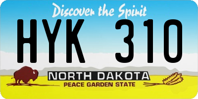 ND license plate HYK310