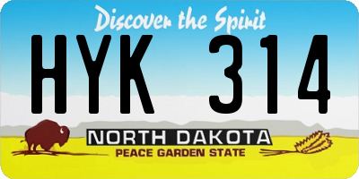 ND license plate HYK314
