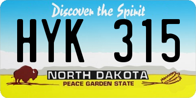 ND license plate HYK315