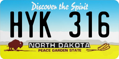 ND license plate HYK316