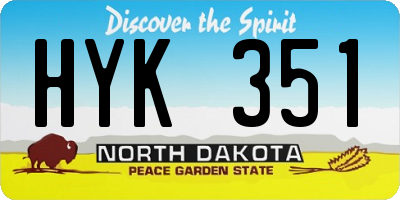 ND license plate HYK351