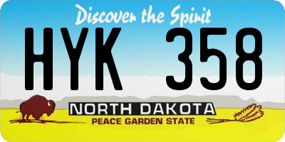 ND license plate HYK358