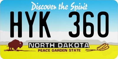 ND license plate HYK360