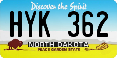 ND license plate HYK362