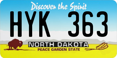 ND license plate HYK363