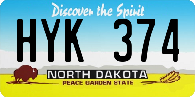 ND license plate HYK374
