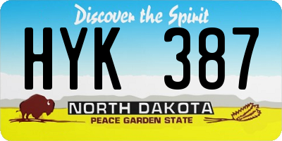ND license plate HYK387