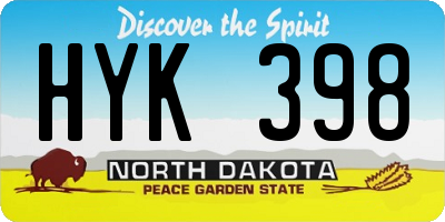 ND license plate HYK398