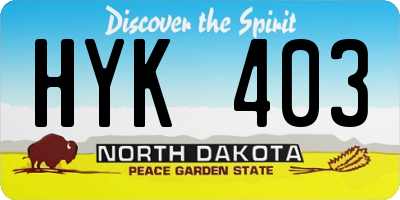 ND license plate HYK403