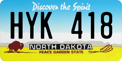 ND license plate HYK418