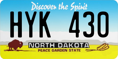 ND license plate HYK430
