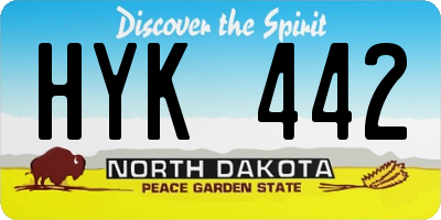 ND license plate HYK442