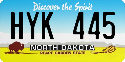ND license plate HYK445