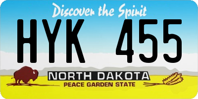 ND license plate HYK455