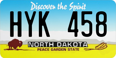 ND license plate HYK458