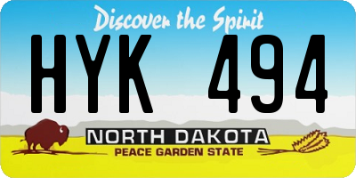 ND license plate HYK494