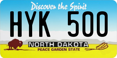 ND license plate HYK500