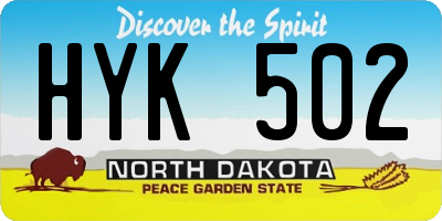 ND license plate HYK502