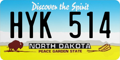ND license plate HYK514