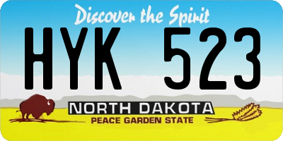 ND license plate HYK523