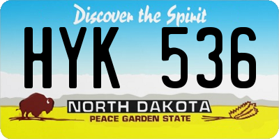 ND license plate HYK536