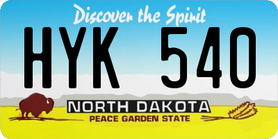ND license plate HYK540