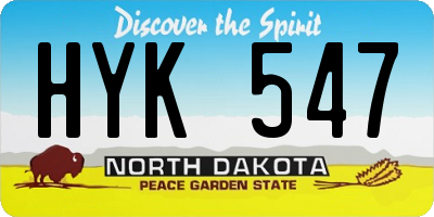 ND license plate HYK547